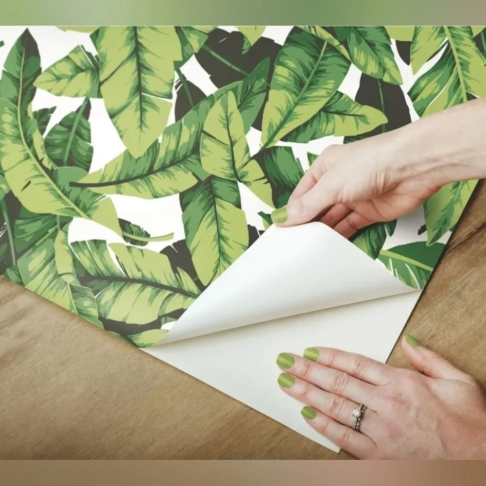 NEW 2pk RoomMates Tropical Green Palm Leaf Peel & Stick Wallpaper 30.75 Sq Ft/ea